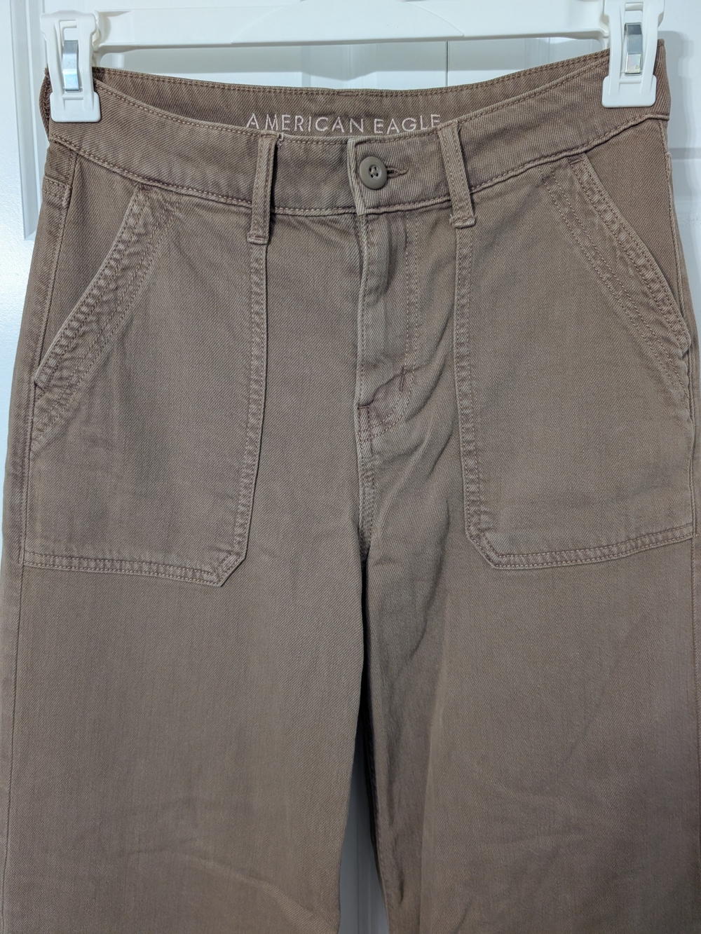 American Eagle Brown Super High Rise Baggy Wide Leg Jeans Size 0